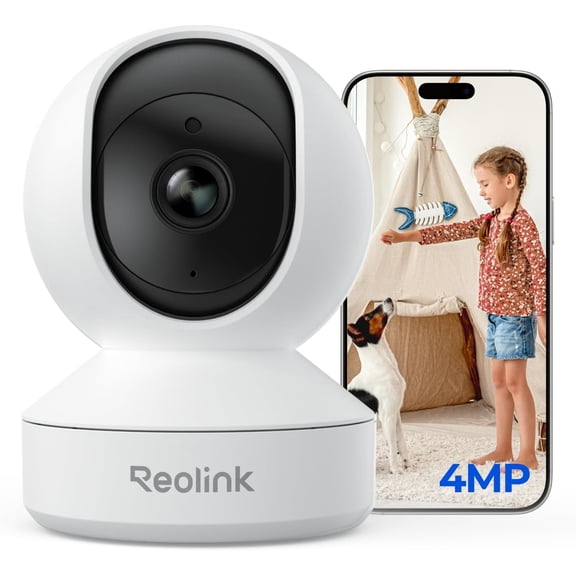 4MP Indoor Security Camera E1, Plug-in 2.4G Wireless WiFi 6 for Baby/Pet Monitor with Phone app, 360 Degree Dog Camera with Person/Pet Detection, Night Vision, 2-Way Talk, Local Storage