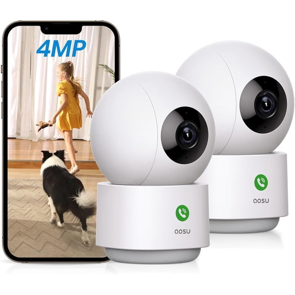 4MP Security Camera Indoor, 2.5K Baby Monitor Pet Camera 360 for Home Security, WiFi Camera with 5/2.4 GHz Wi-Fi, One-Touch Call, Smart Motion Tracking, IR Night Vision, Compatible with Alexa