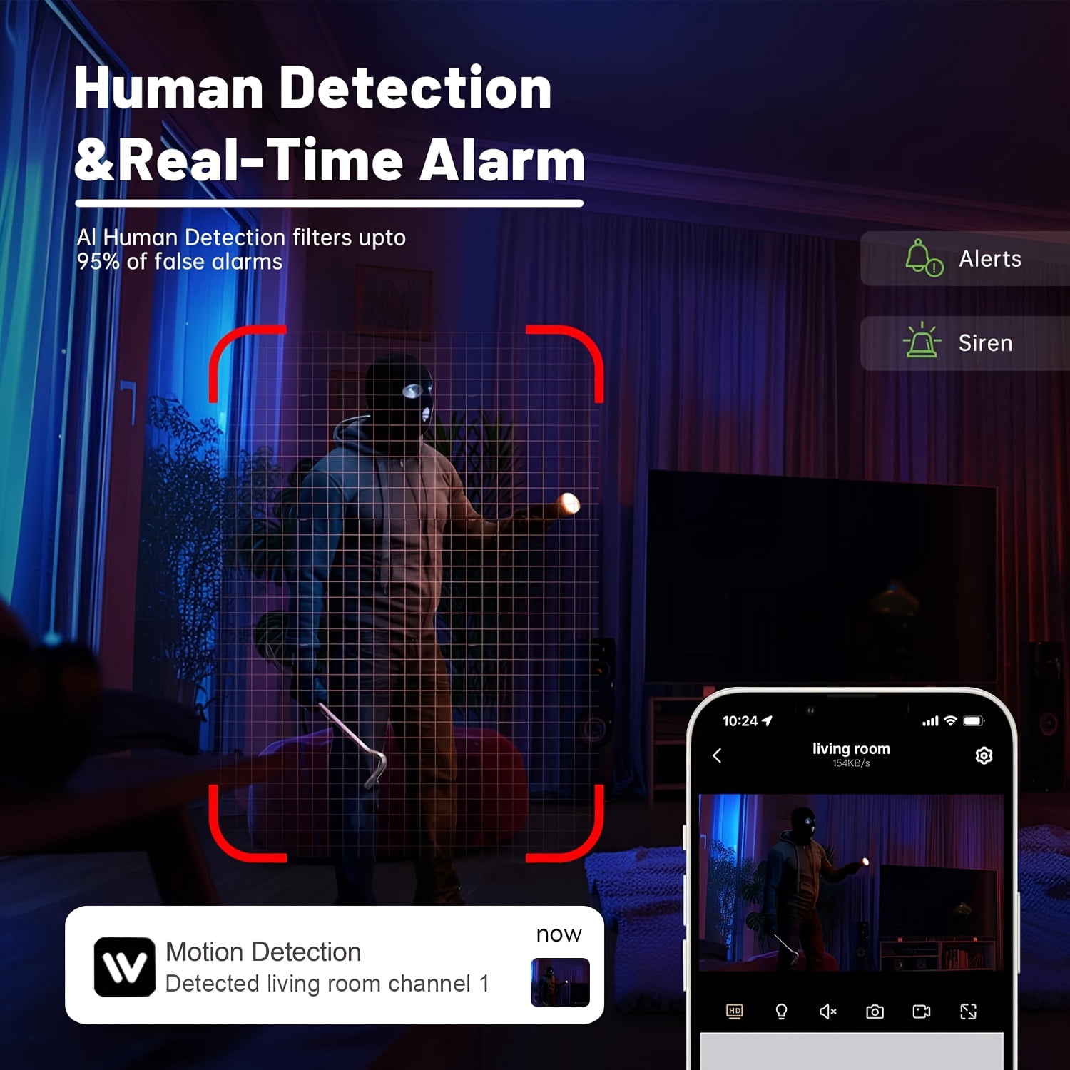 4MP WiFi/5G Security Camera with 360° Rotation, Human Tracking, Motion ...
