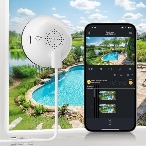4MP Window Camera, 2.4GHz & 5.8GHz WiFi 6 Indoor Camera with Phone App, Cameras for Home Security with Full Color Night Vision, AI Person & Motion Detection, 24/7 Recording, Compatible with Alexa