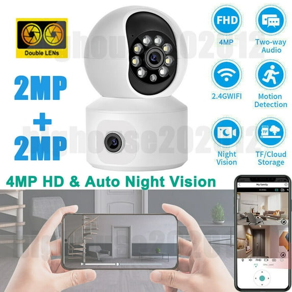 4MP Wireless IP Camera WIFI Indoor PTZ Dual Lens Baby Security Monitor IR Cam 2K