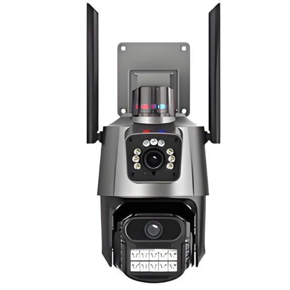 4MP Wireless Outdoor Security Camera, Dual Lens PTZ with Two-Way Audio, Motion Alert, Night Vision, 128G Storage, 4G/Wi-Fi Enabled, US Plug, 4.8 in Height