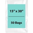 thumbnail image 1 of 4Mil Clear Flat Open Top Poly Bags LDPE Packaging - 15"X30" & (50 Bags), 1 of 7