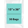 thumbnail image 1 of 4Mil Clear Flat Open Top Poly Bags LDPE Packaging - 15"X36" & (50 Bags), 1 of 7
