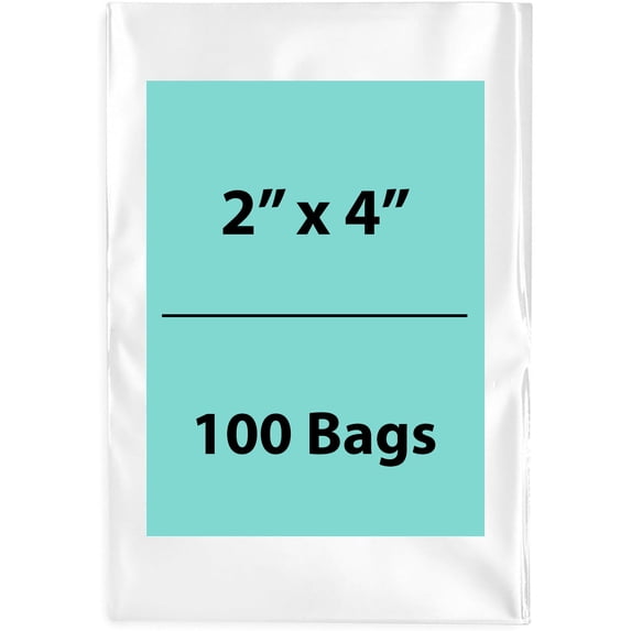 4Mil Clear Flat Open Top Poly Bags LDPE Packaging - 2"X4" & (100 Bags)