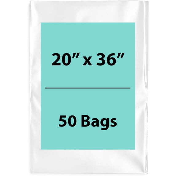 4Mil Clear Flat Open Top Poly Bags LDPE Packaging - 20"X36" & (50 Bags)