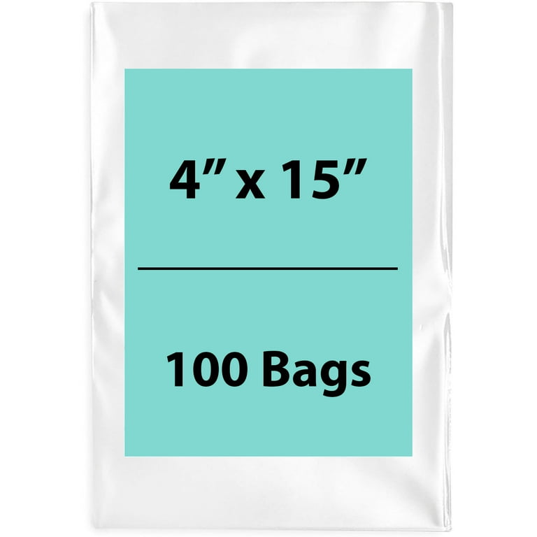 4Mil Clear Flat Open Top Poly Bags LDPE Packaging 4 X15 100 Bags Walmart