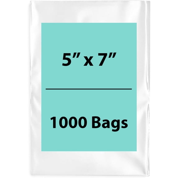 4Mil Clear Flat Open Top Poly Bags LDPE Packaging - 5"X7" & (1000 Bags)