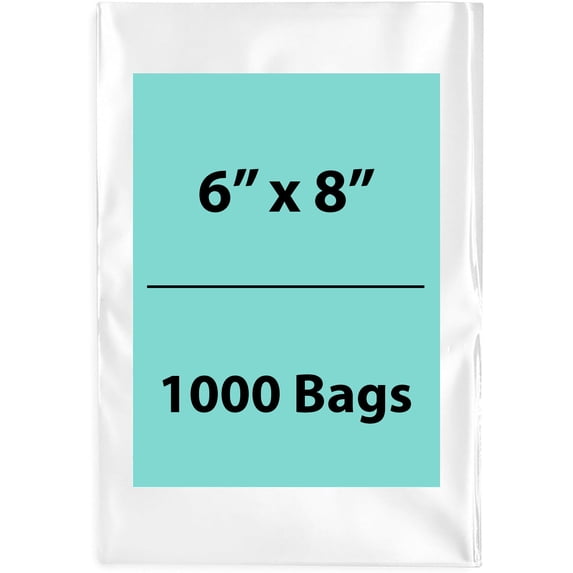 4Mil Clear Flat Open Top Poly Bags LDPE Packaging - 6"X8" & (1000 Bags)