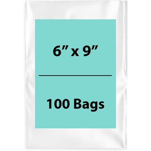 4Mil Clear Flat Open Top Poly Bags LDPE Packaging - 6"X9" & (100 Bags)