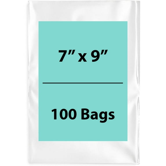 4Mil Clear Flat Open Top Poly Bags LDPE Packaging - 7"X9" & (100 Bags)