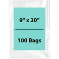 thumbnail image 1 of 4Mil Clear Flat Open Top Poly Bags LDPE Packaging - 9"X20" & (100 Bags), 1 of 7