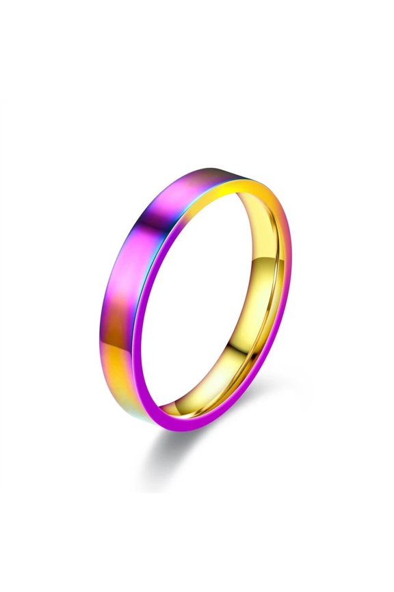 4mm Titanium Steel Men Women Wedding Multicolor Ring Band Statement Polished Matte Size 7 R14
