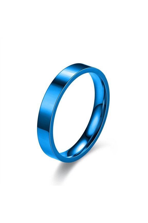 4mm Titanium Steel Men Women Wedding Blue Ring Band Statement Polished Matte Size 7 R14