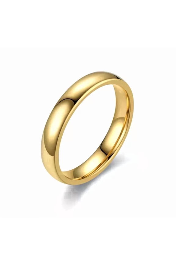 4mm Stainless Steel Gold Men Women Wedding Ring Band Size Statement Polished Size 12 R60