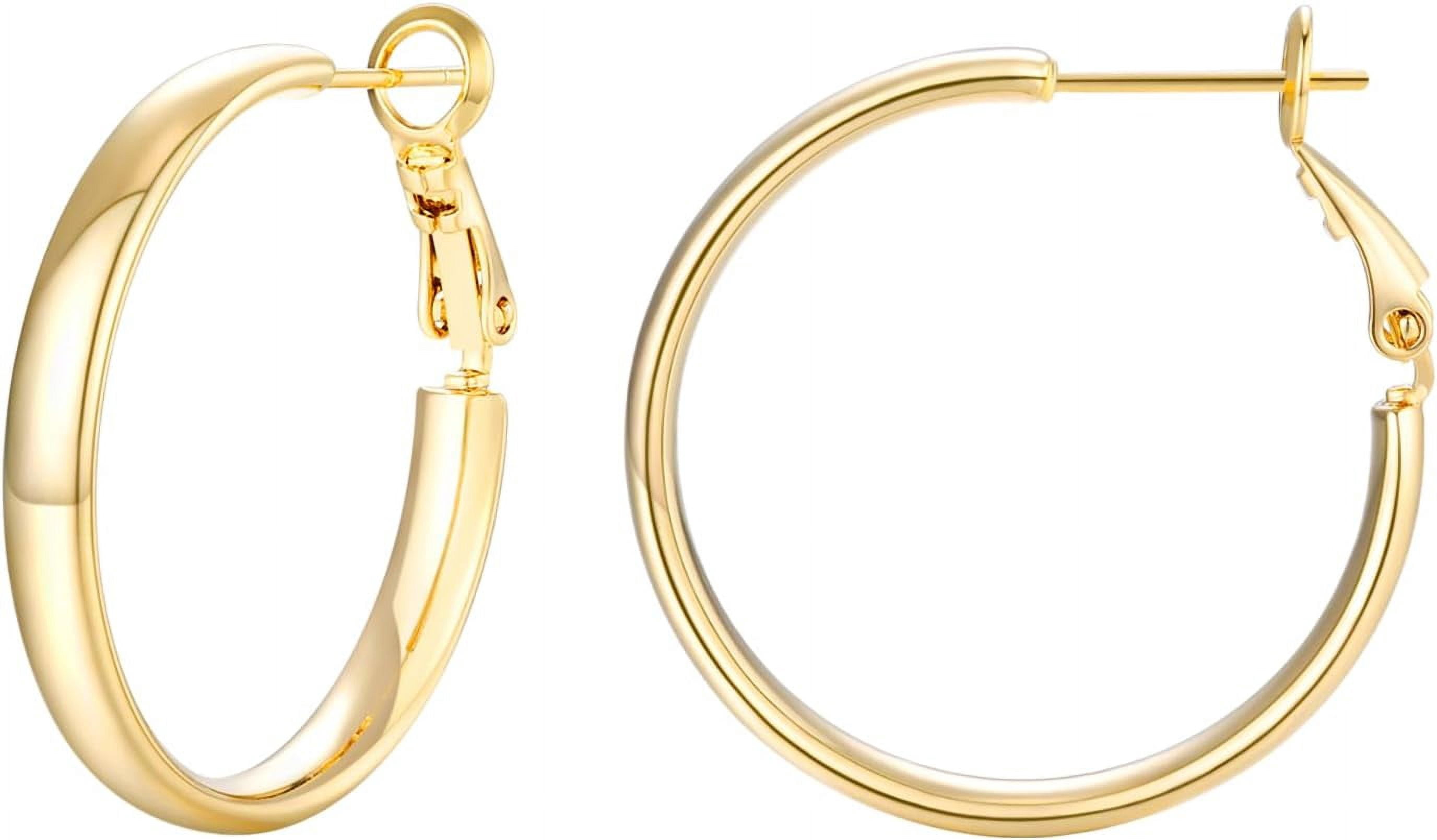 4Mm Wide Large Gold Hoop Earrings For Women - 14K Real Gold Plated Big Flat Hoops Earrings - Lightweight&Hypoallergenic Trendy Thick Hoop Earrings Jewelry Gift For Women[Z1]