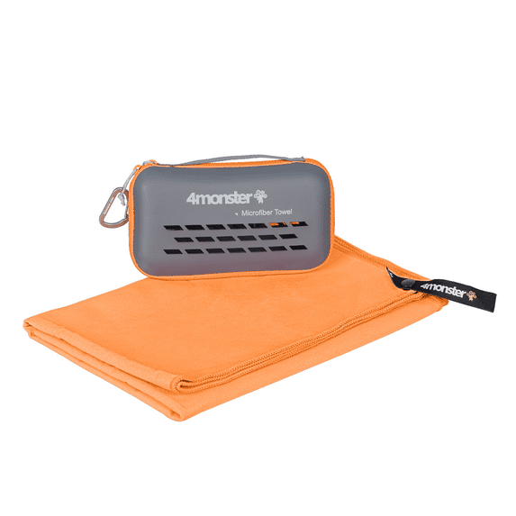 4Monster Camping Towel Microfiber, Fast Drying Travel Towel, Orange, S