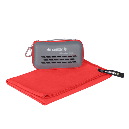 4Monster Camping Towel Microfiber, Fast Drying Travel Towel, Red, XS
