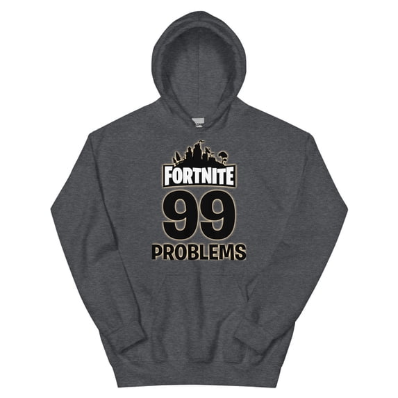 4Nite 99 Problems Unisex Hoodie (Dark Heather, M)