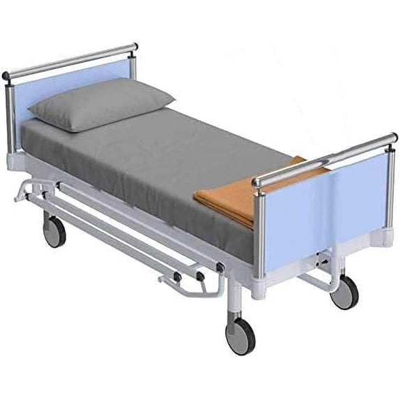 4OO Thread Count, 2 Pcs Hospital Fitted Set, 100% Egyptian Cotton, 1 Piece Fitted and 1 Pillowcase - Light Gray Solid, Twin Size ( 39" x 75" + 12" )