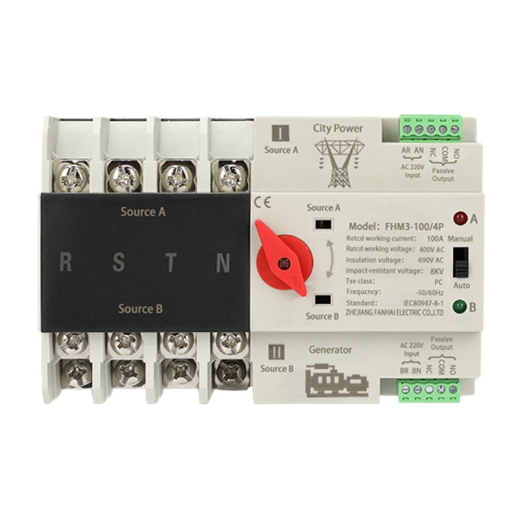4P 100A Double Power Automatic Transfer Switches Electrical Selectors Switches Generator Changeover Switches Enduring