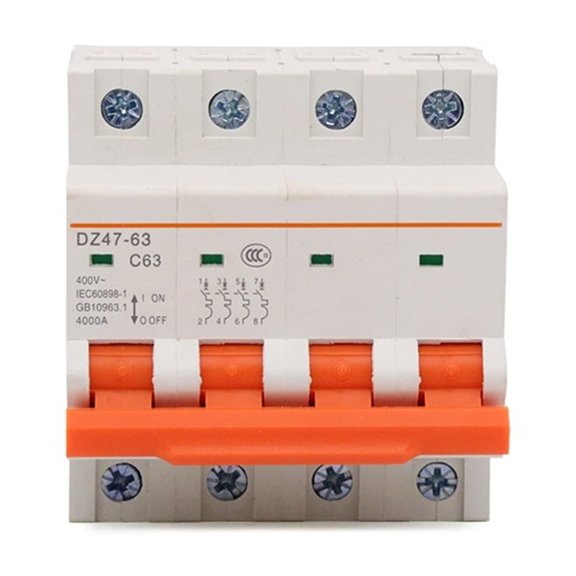 4P 63A 440VAC Mini Circuit Breaker DZ47 With Main Switch Funtion And Distribution Line Overload And Short Circuit Protection ,Easy to Install