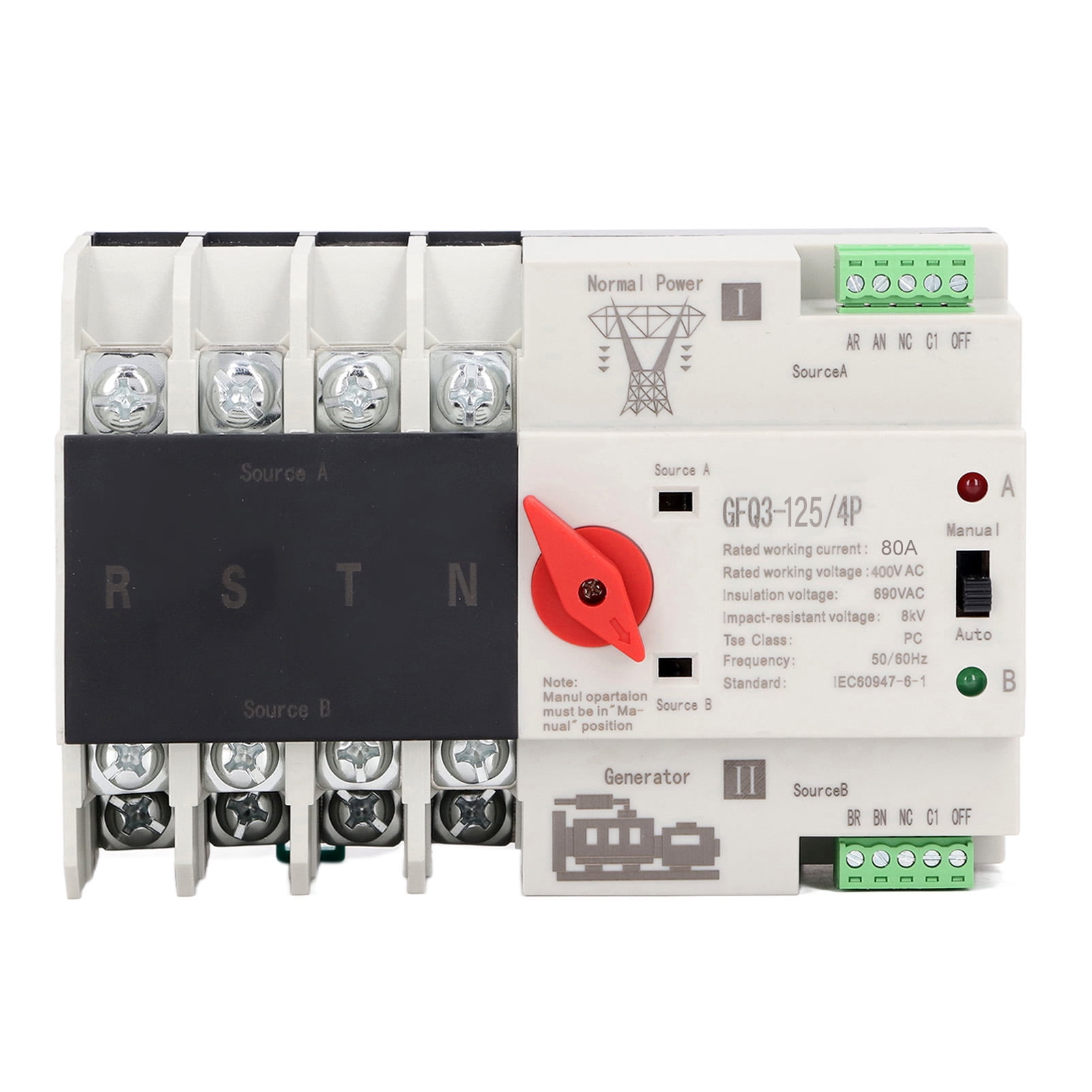 4P AC400V 80A Dual Power Automatic Transfer Switch ATS Changeover ...