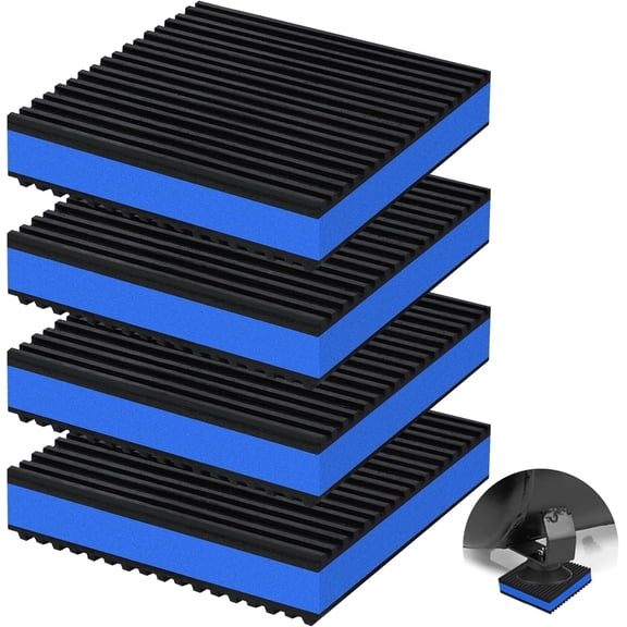 4P Anti Vibration Pads 4'' X 4'' X 7/8" Sound Isolation Ribbed Rubber Mats With EVA Center, Heavy Duty Vibration Isolation Pads for Air Compressos, Conditioner, Treadmill, HVAC Washer Dryer