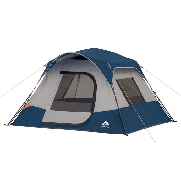 Ozark Trail 4 Person Family Instant Cabin Tent, 8' x 7' x 54", made with recycled materials, blue