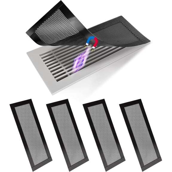 4P Magnetic Floor Vent Covers 4 x 10 Inch Air Vent Screen Cover Magnetic Floor Register Vent Covers Magnetic PVC Vent Mesh for Home Wall Ceiling Floor Catches Debris