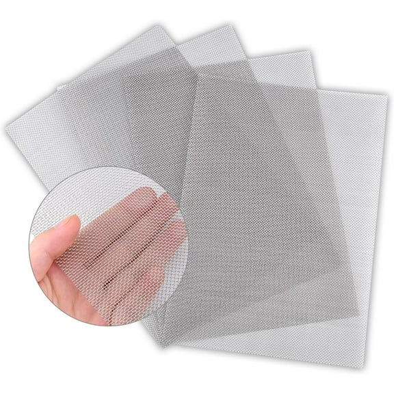 4PACK 11.8"X8.2"Stainless Steel Woven Wire Mesh Never Rust, Air Vent Mesh, Hard and Heat Resisting Screen,1mm Hole 20 Mesh for DIY