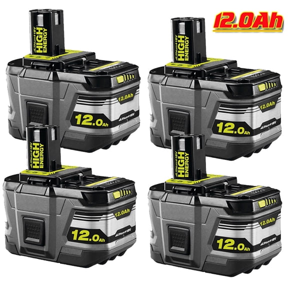 4PACK 18V P108 12.0Ah Lithium Battery For Ryobi P108 ONE Plus P104 P105 P107 P109