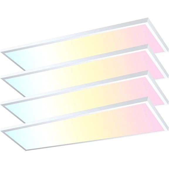 4PACK 1x4 LED Ceiling Flat Panel Light Surface Mount, 50W 5500LM TRIAC Dimmable 3000K-5000K for Kitchen Garage