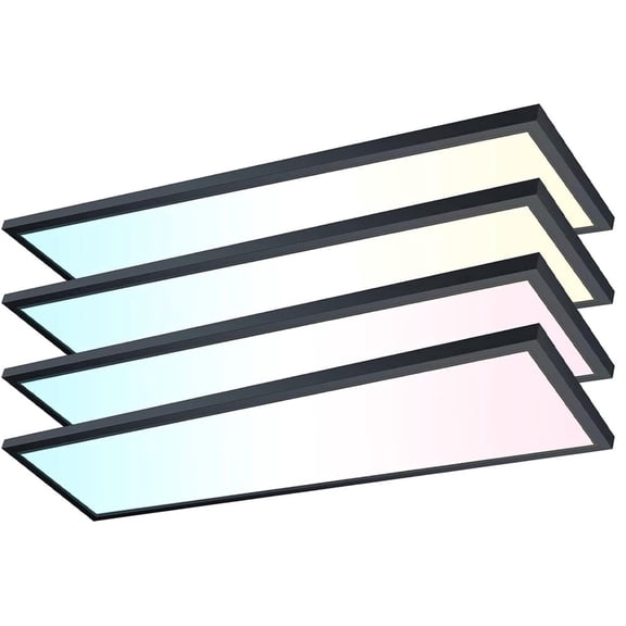 4-Pack 1x4 LED Flat Panel Light Surface Mount Ceiling Light, 50W 5500LM TRIAC Dimmable 10-100%, 3000K 4000K 5000K for Garage Kitchen