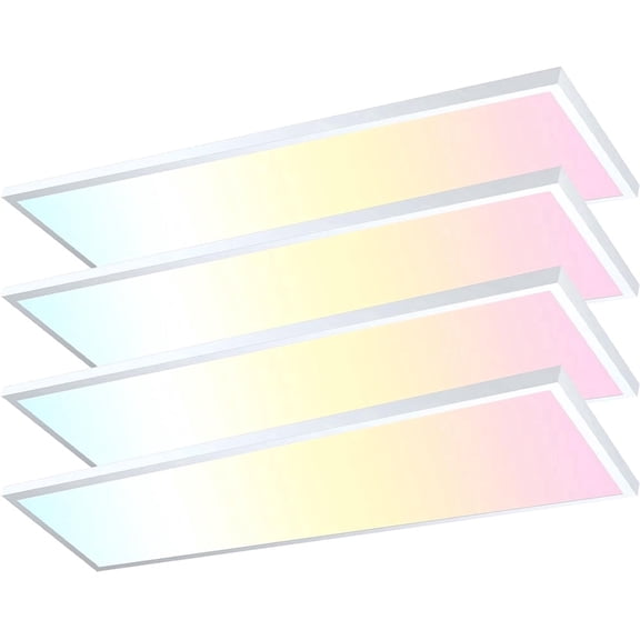 4PACK 1x4 LED Ceiling Flat Panel Light Fixture Lamp, 50W 5500LM TRIAC Dimmable 3000K-5000K for Kitchen Garage