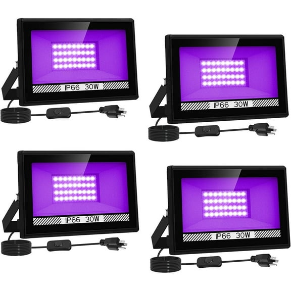 4PACK 30W UV Black Light LED UV Stage Blacklight Floodlight Party Club Halloween