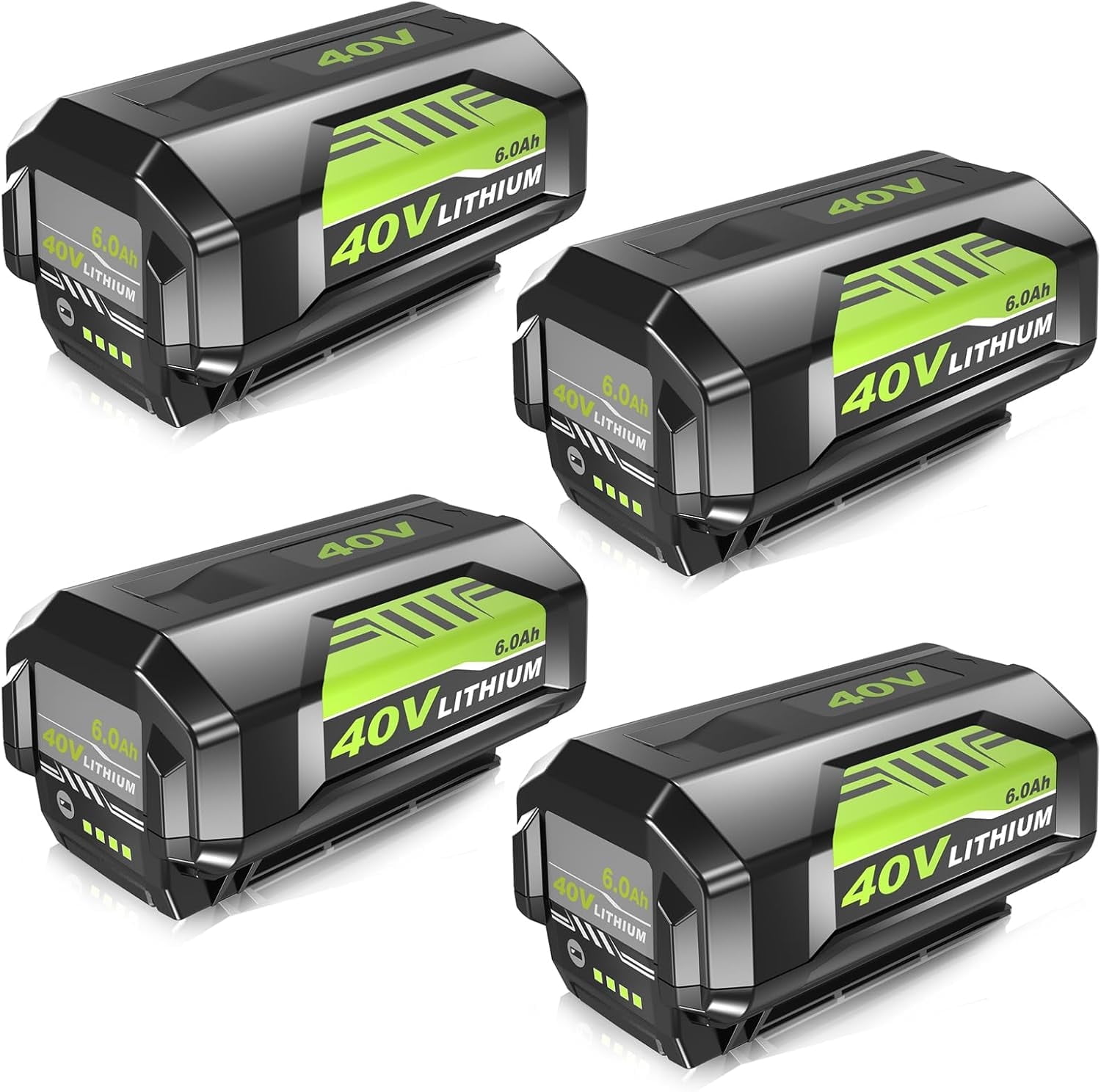 4PACK 6.0Ah 40V OP4040 Lithium-lon Replacement for Ryobi Battery OP4050A OP40201 OP4026 OP40261 OP4030 OP40301 OP4050 OP4060