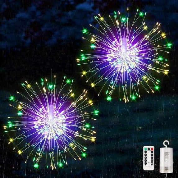 4PACK Battery Bouquet Firework String Light, 120 LED Starburst Lights Remote Control for Wedding Christmas Party Decor, Multicolor