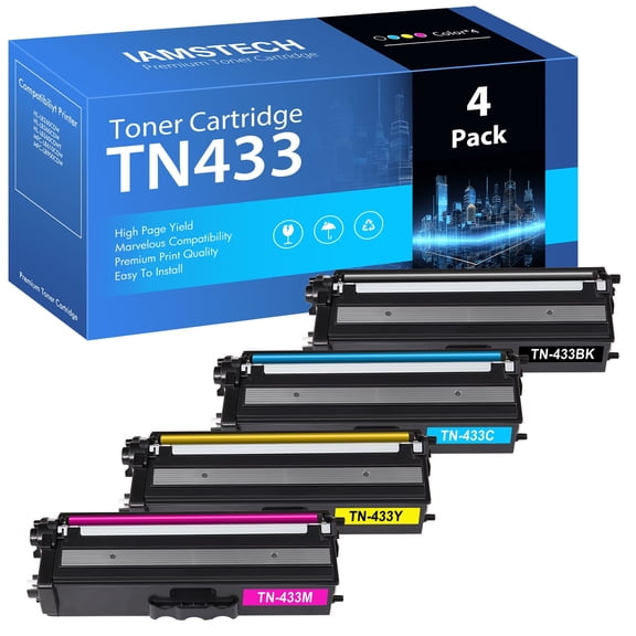 4PACK Compatible Toner Cartidge Replacement for Brother TN433 TN-433 HL-L8360CDW L8260CDW L8360CDWT MFC-L8900CDW L8610CDW(Black Cyan Yellow Magenta)