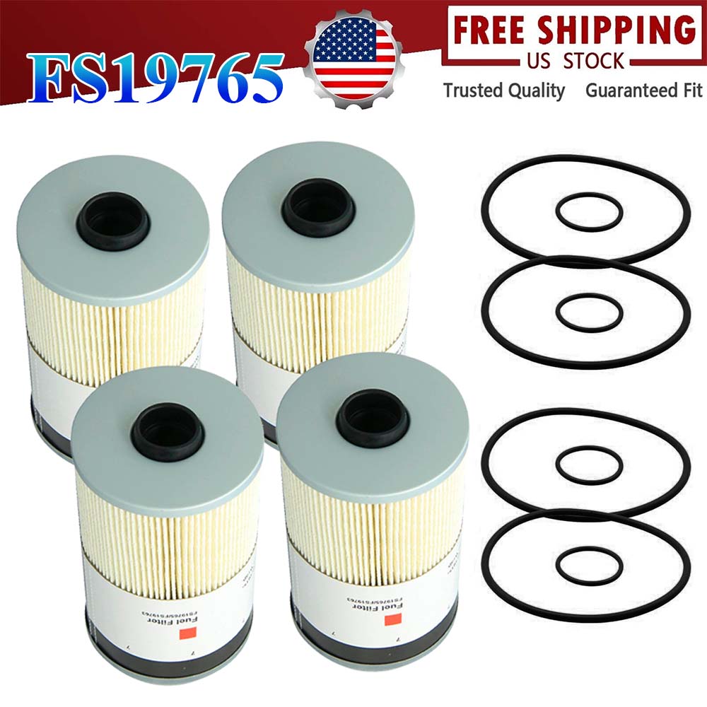 4PACK FS19765 Fuel Water Separator Kit Oil Filter FS19765