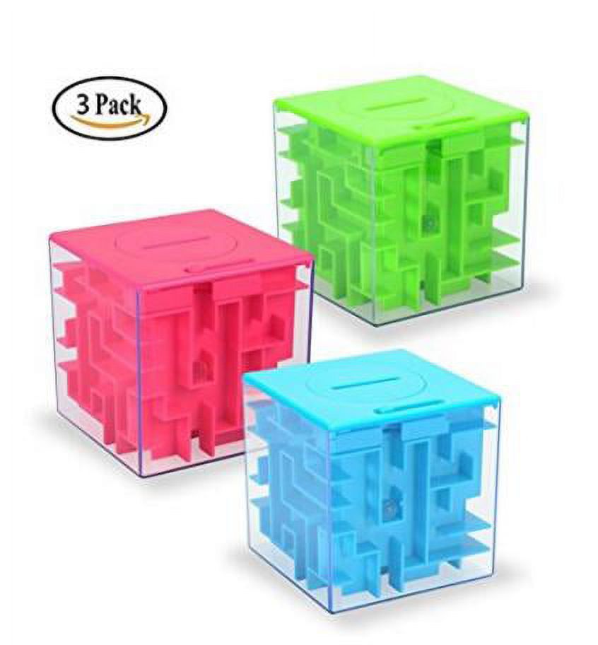4PACK Money Maze Puzzle Box, Coin Cash Bills Storage Boxes ,Fun Maze