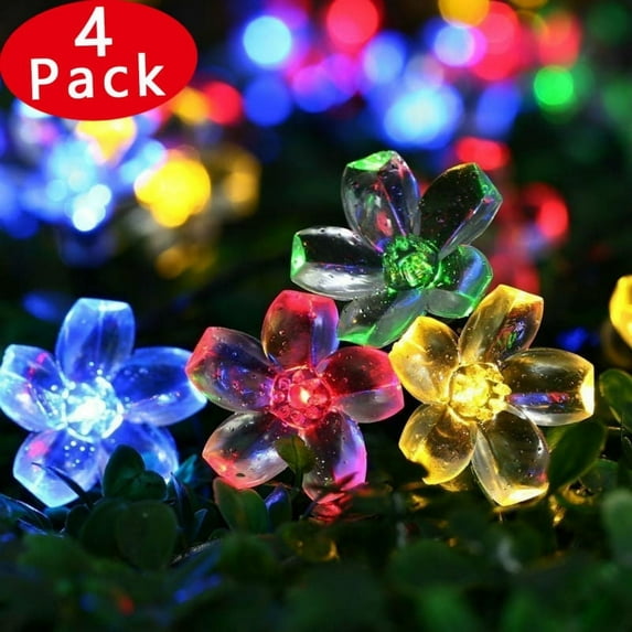 4pack Somnr Garden String Lights, 23ft 50 LED Fairy Blossom Flower Decorative Lights For Patio, Lawn, Garden, Backyard (Multi-color)