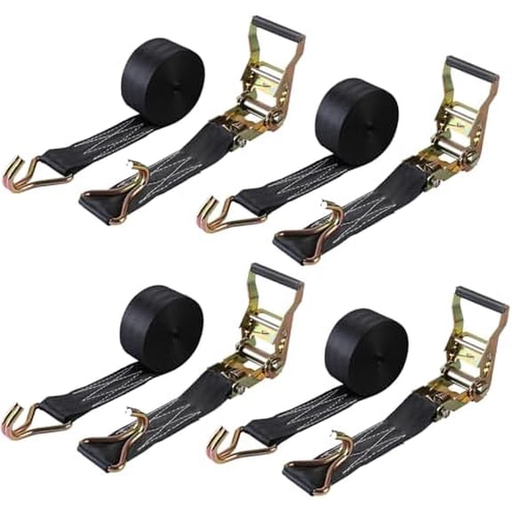 4PACK Ratchet Straps Heavy Duty, 8000 LBS Break Strength Ratchet Strap Tie Down, 2 x 20ft Black Tie-Down Ratcheting Cargo Truck Straps with Durable Double J Hook for for Truck$$