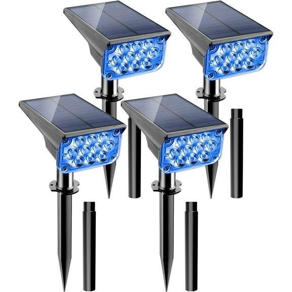 4PACK Solar BLUE Spot Lights Landscape Lights Outdoor Garden Pathway Wall Lamps