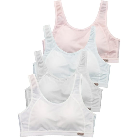 4PACK Teen Girls' Training Bra Seamless Cotton Cami Wireless Bras Elastic Shoulder Straps
