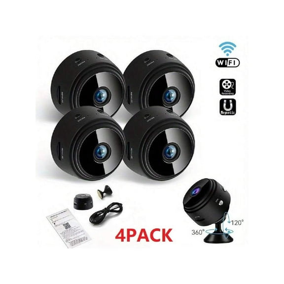 4PACK Wireless Security Camera Pro, 2.4Ghz WiFi Indoor Outdoor, Remote Viewing, Motion Detection, Night Vision, Weatherproof, Home Assistant