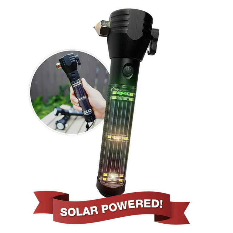 9-in-1 Multi-Functional Roadside Flashlight with Solar Panel Charging Bank  & USB Port – Survival Cat