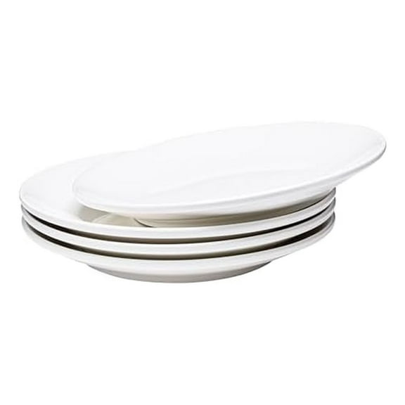 4PC 11" White Ceramic Dinner Plates - Stackable Restaurant-Grade, Dishwasher & Microwave Safe (Everyday/Special Occasions)