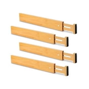 4PC 16.8-21.8 Inches Adjustable Bamboo Drawer Dividers, Expandable Kitchen Drawer Organizer for Large Utensils, Drawer Separators Organizationw