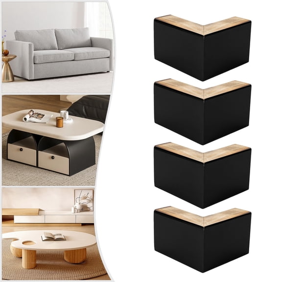 4PC 2" 4" Wood Furniture Legs, Wooden L shape For Furniture Coffee Table feet